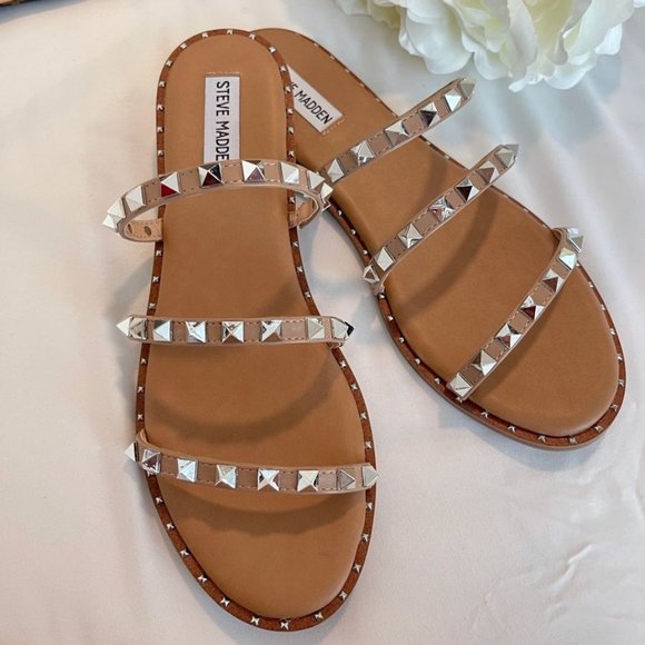 Steve Madden Shoes | Clear PALIT Studded Slide Sandals | Color: Brown | Size: 8.5 | Jodisweeney's Closet